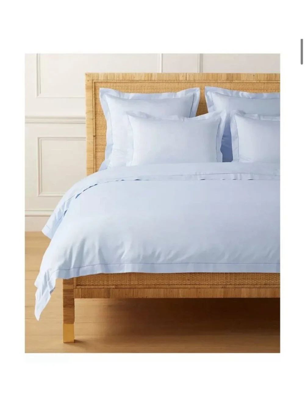 NEW Serena & Lily Sutton 610 TC Sateen Duvet Cover (F/Q) & 2 Std. Shams-Blue